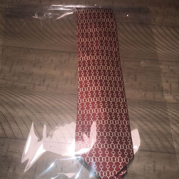 Vintage St Loren Silk Gold Chainlink Print Tie. Made in Italy 🇮🇹 WOW in Red! - Picture 9 of 10